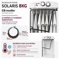 Secadora de Roupas Solaris de Parede 8KG Mueller